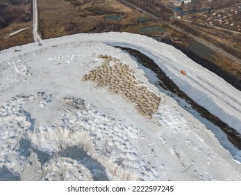 White Mountain Made Of Gypsum. Waste From Chemical Production Of A Fertilizer Plant