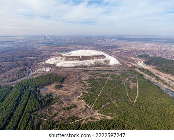 White Mountain Made Of Gypsum. Waste From Chemical Production Of A Fertilizer Plant