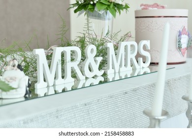 A White MR And MRS Decor On The Table - Wedding Decor At Home