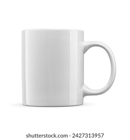 White mug with copy space for logo isolated on white background. Cup for to decorate and printing.