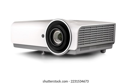 White multimedia projector isolated on white background