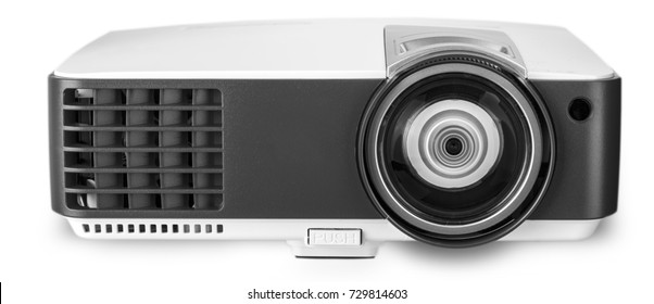 White Multimedia Projector Isolated On White Background