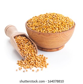 White Mustard Seeds Isolated On White Background