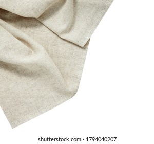 White Napkin Tablecloth. Dish Towel Isolated On White Background