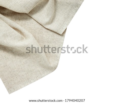 White napkin tablecloth. Dish towel isolated on white background