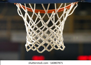 White net of a basketball hoop