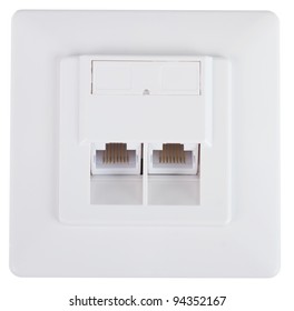 White Network Socket Over A White Background