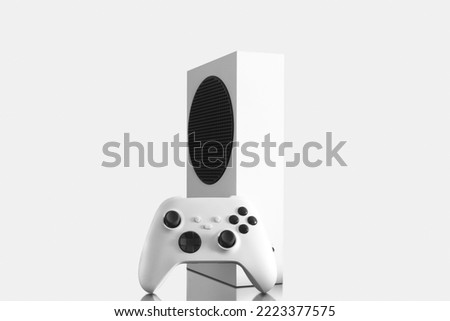 White Next Generation game console and controller.