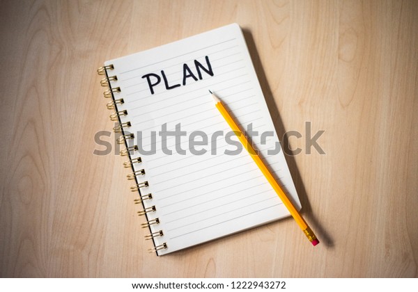 White Notebook Ideas Notes Wooden Desk Stock Photo (Edit Now
