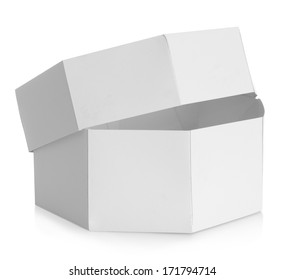 White Octagon Shaped Box Isolated On White Background