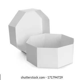 White Octagon Shaped Box Isolated On White Background