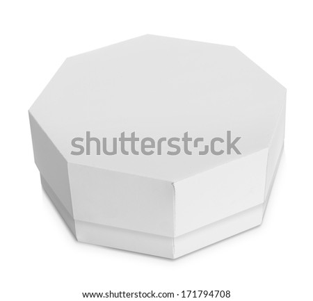 White octagon shaped box isolated on white background
