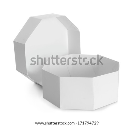White octagon shaped box isolated on white background