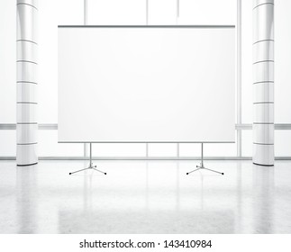 White Office With Blank Flip Chart