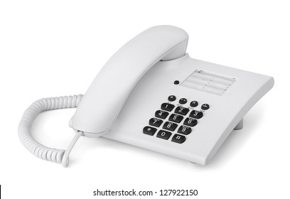 White Office Desk Phone Isolated On White