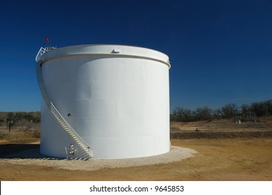 White Oil Tank In Darst Oilfield.