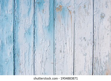 White Old Wooden Fence. Wood Palisade Background. Planks Texture