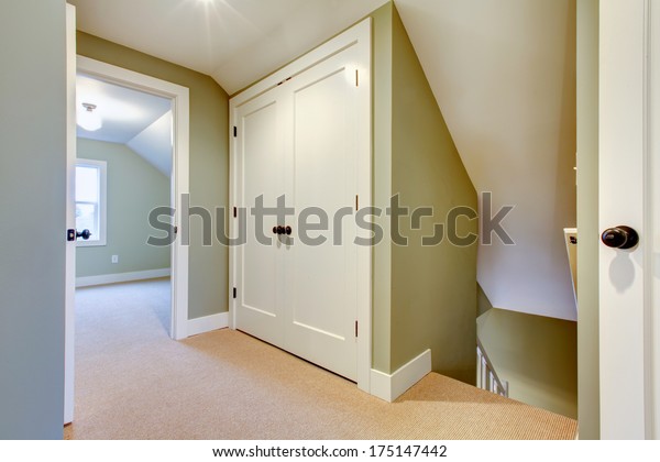 White Olive Hallway Beige Carpet Floor Interiors Stock Image