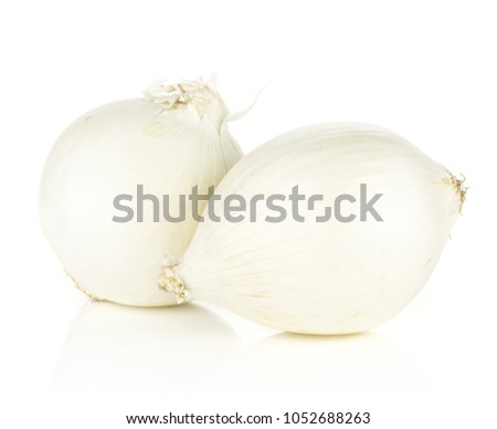 White onion two shiny pearls isolated on white background
