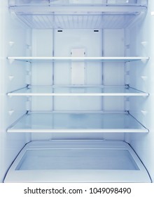 White Open Empty Refrigerator, Open Fridge Shelf