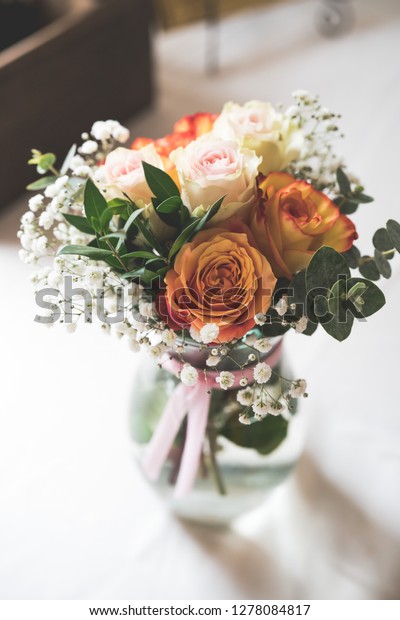 White Orange Green Table Centerpieces Wedding Stock Photo Edit