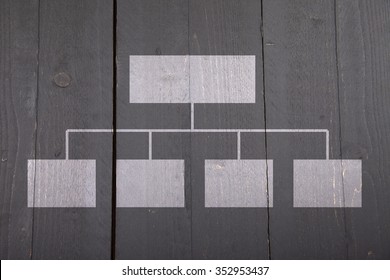 White Organigram On Black Wooden Background