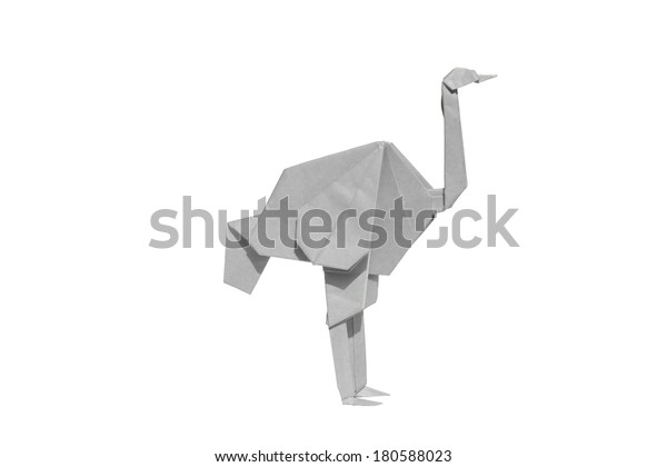 White Origami Ostrich Isolated On White Stock Photo Edit