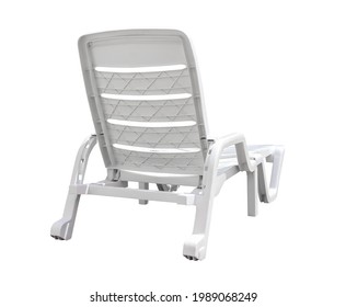 ฺBackside White Outdoor Poolside Lounge Chair, Pool Chair, Rest Chair Isolated On White Background