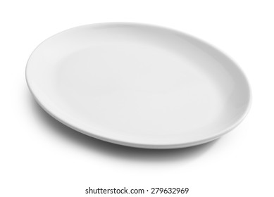 White Oval Empty Plate Isolated
