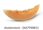 White oval melon slice isolated on white background. File contains clipping path.