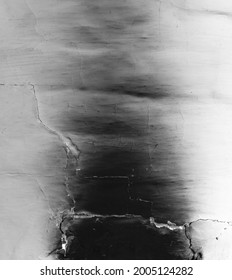 White oven wall in black soot, charred trail of fire and smoke. Background, texture