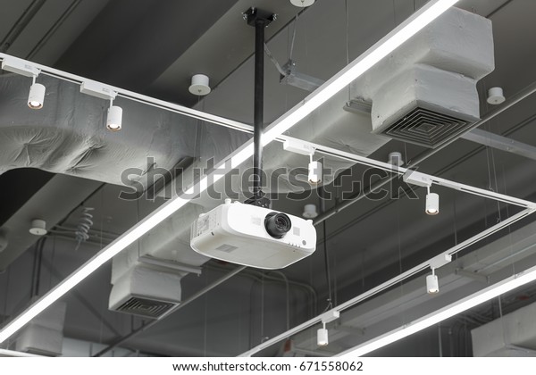 White Overhead Projector Ceiling Mounted Air Stock Photo Edit Now