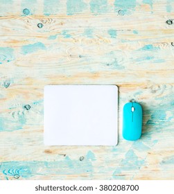 White Pad With Blue Mouse