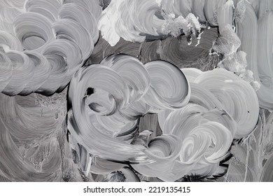 White Paint Strokes On A Shop Window, Abstract Background Or Texture