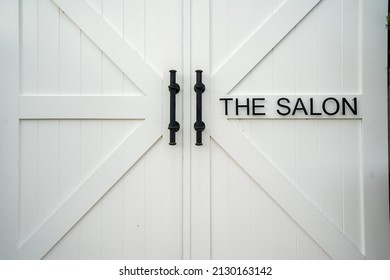 White Painted Barn Doors With Black Door Handles