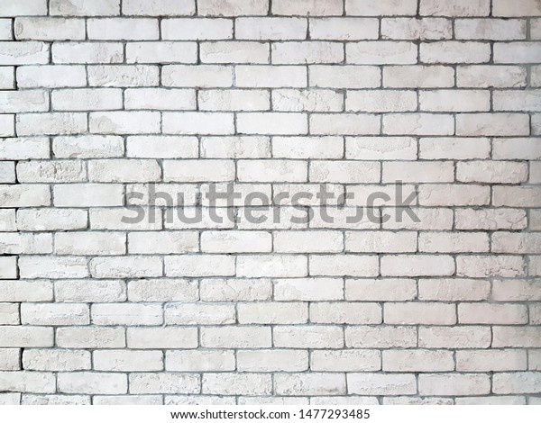 White Painted Brick Wall Interior Construction Stock Photo