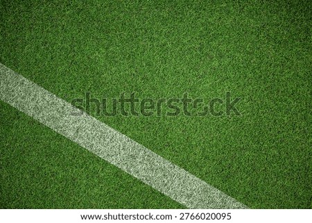 White painted diagonal line marking is being shown on dense grass turf flat design illustration. Athletic, sport, terrain, landscape, outdoor, natural, modern