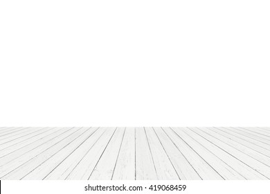 White Pallet Wood Floor And White Background, Wood Terrace And White Background