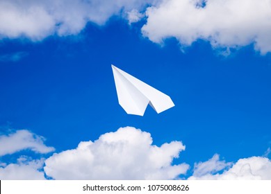 White Paper Airplane Blue Sky Clouds Stock Photo 1075008626 | Shutterstock