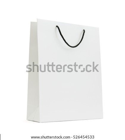 White paper bag for luxury store isolated on white background