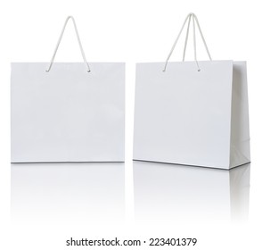 white paper bag on white background