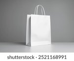 white paper bag shopping bag mockup with grey background wall