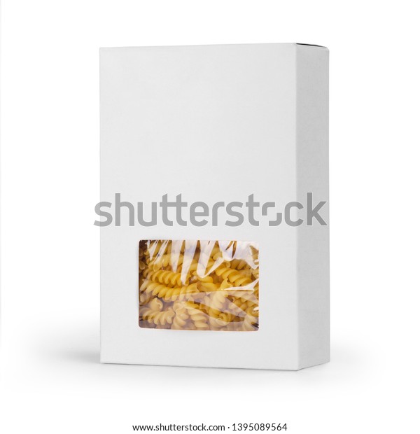 Download White Paper Box Spiral Pasta Window Stock Photo (Edit Now) 1395089564