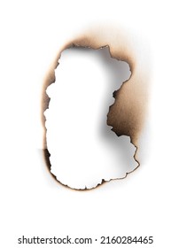 White Paper Burn Hole With Shadow On White Background