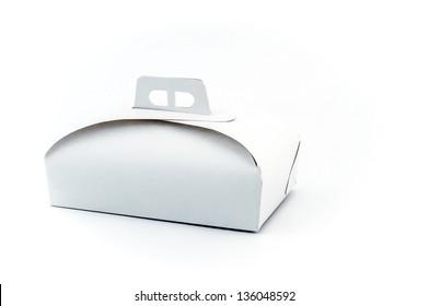 White Paper Cake Box On White Background