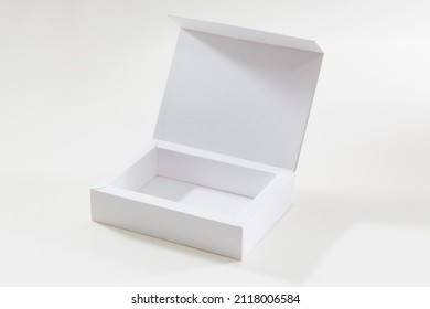 White paper or carton product cardboard package Box isolated on white background. Carton pack for cookie, sweets, candies or cake. 