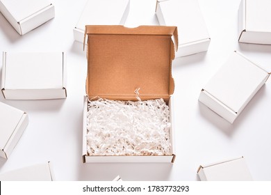 White Paper Filler In Cardboard Box, Set Of White Carton Boxes