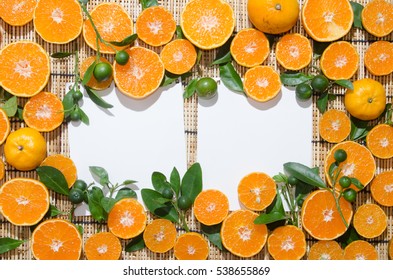 white paper for font lay on juicy delicious oranges art flat lay composition  