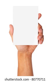 White Paper In Hand Isolated