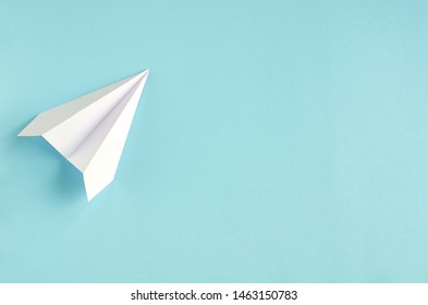 White Paper Plane On Blue Background Stock Photo 1463150783 